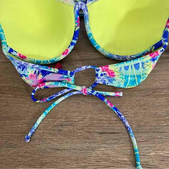 Victoria’s Secret Womens Bra 34C Halter & Back Tie Ruffle Bow Push Up Tropical - Picture 4 of 11